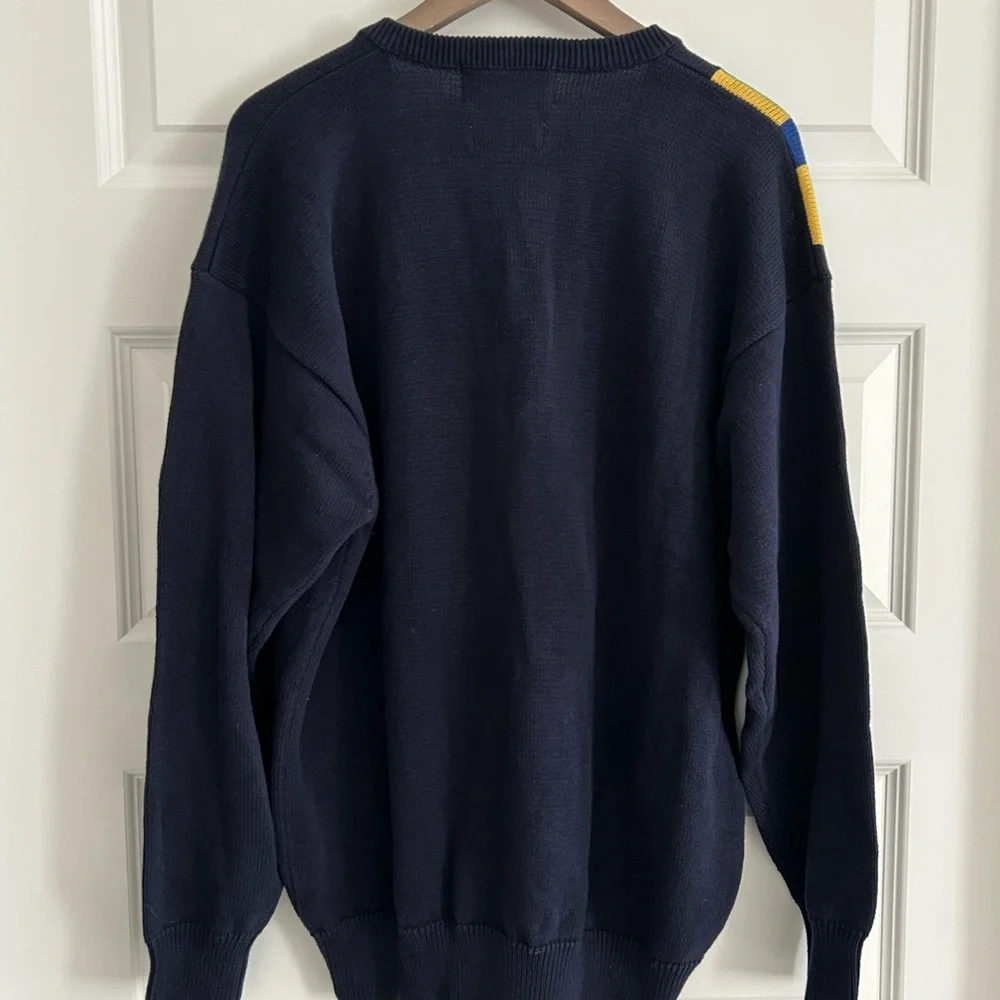 Pringle Vintage Men’s Golf Sweater Navy Blue Yellow Size L
